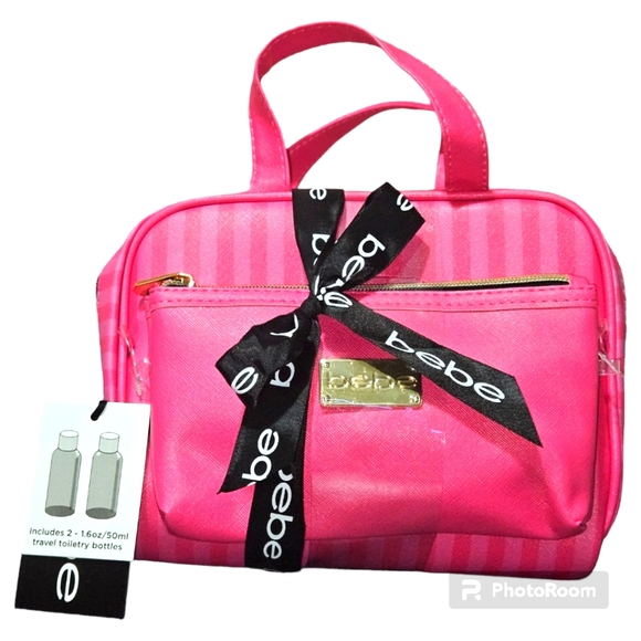 BEBE Pink 2pcs Cosmetic Travel Bag Set - Picture 1 of 5
